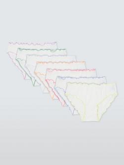 John Lewis Kids' Lettuce Frill Knickers, Pack of 7, Multi, Multi