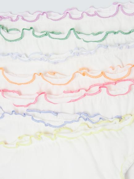 John Lewis Kids' Lettuce Frill Knickers, Pack of 7, Multi - view 2, Multi