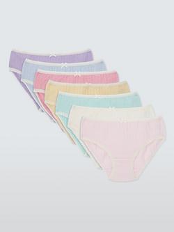 John Lewis Kids' Pointelle Knickers, Pack of 7, Multi, Multi