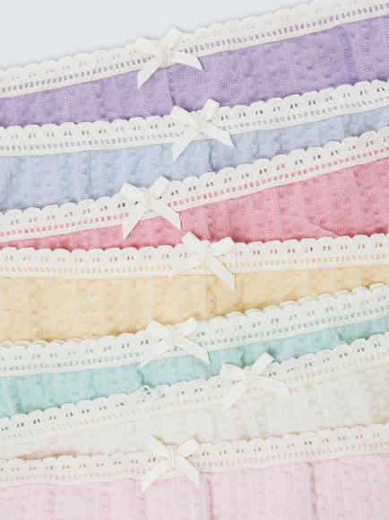 John Lewis Kids' Pointelle Knickers, Pack of 7, Multi - view 2, Multi