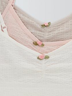 John Lewis Kids' Rose Crop Tops, Pack of 3, Multi - view 2, Multi