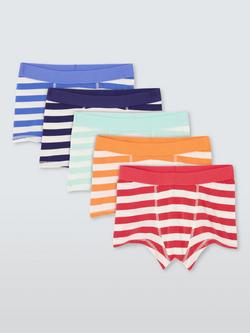 John Lewis Kids' Bright Stripe Trunks, Pack of 5, Multi, Multi