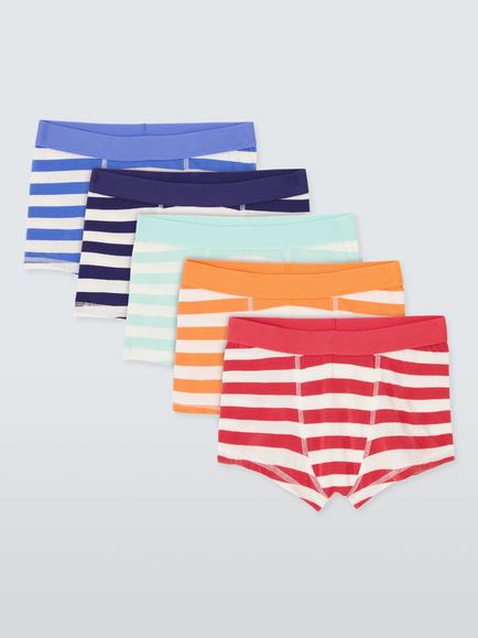 John Lewis Kids' Bright Stripe Trunks, Pack of 5, Multi, Multi