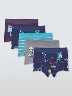 John Lewis Kids' Space Trunks, Pack of 5, Multi, Multi