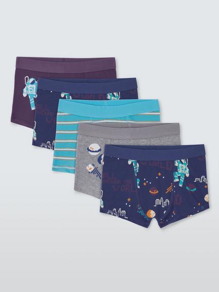 John Lewis Kids' Space Trunks, Pack of 5, Multi, Multi