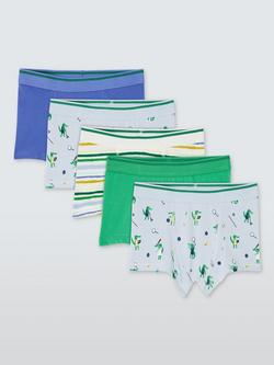 John Lewis Kids' Sporty Crocodile Trunks, Pack of 5, Multi, Multi