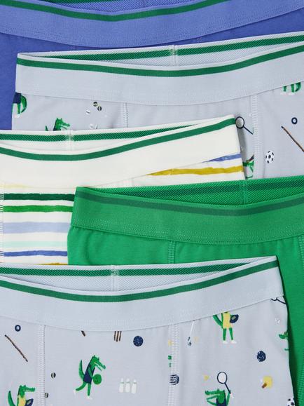 John Lewis Kids' Sporty Crocodile Trunks, Pack of 5, Multi - view 2, Multi