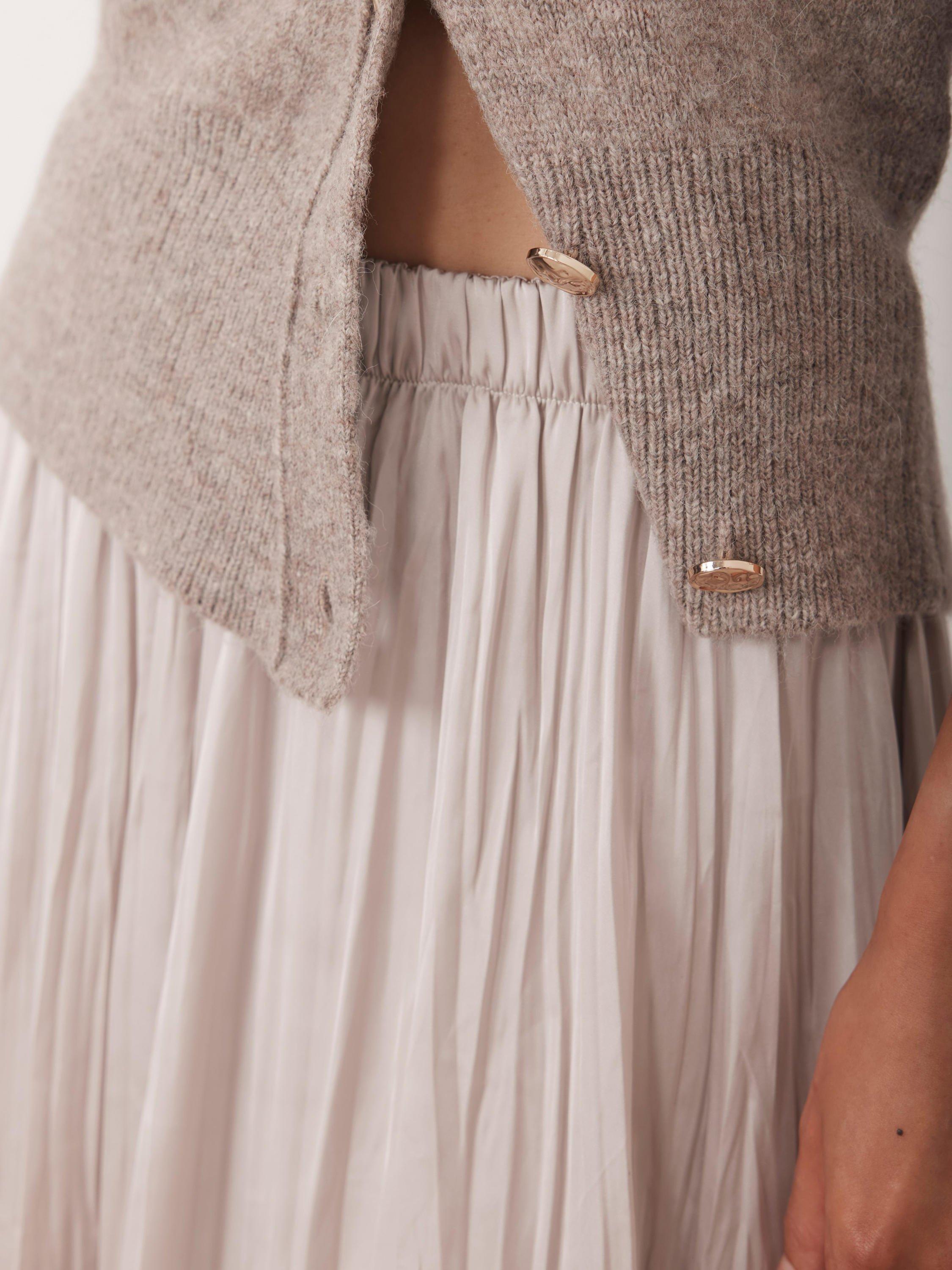 Product image 3 of 7, which shows Mint Velvet Crinkle Maxi Skirt, Natural, XS