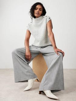 Mint Velvet Button Detail Knit Top, Grey, Grey