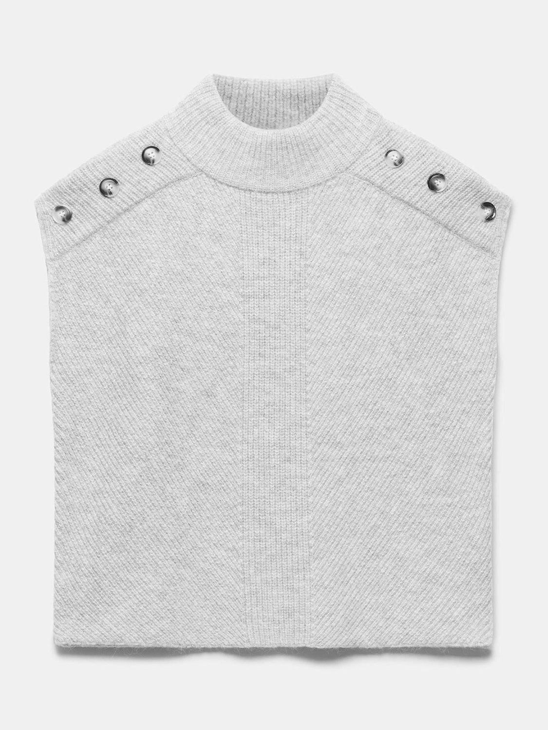 Product image 7 of 8, which shows Mint Velvet Button Detail Knit Top, Grey, S