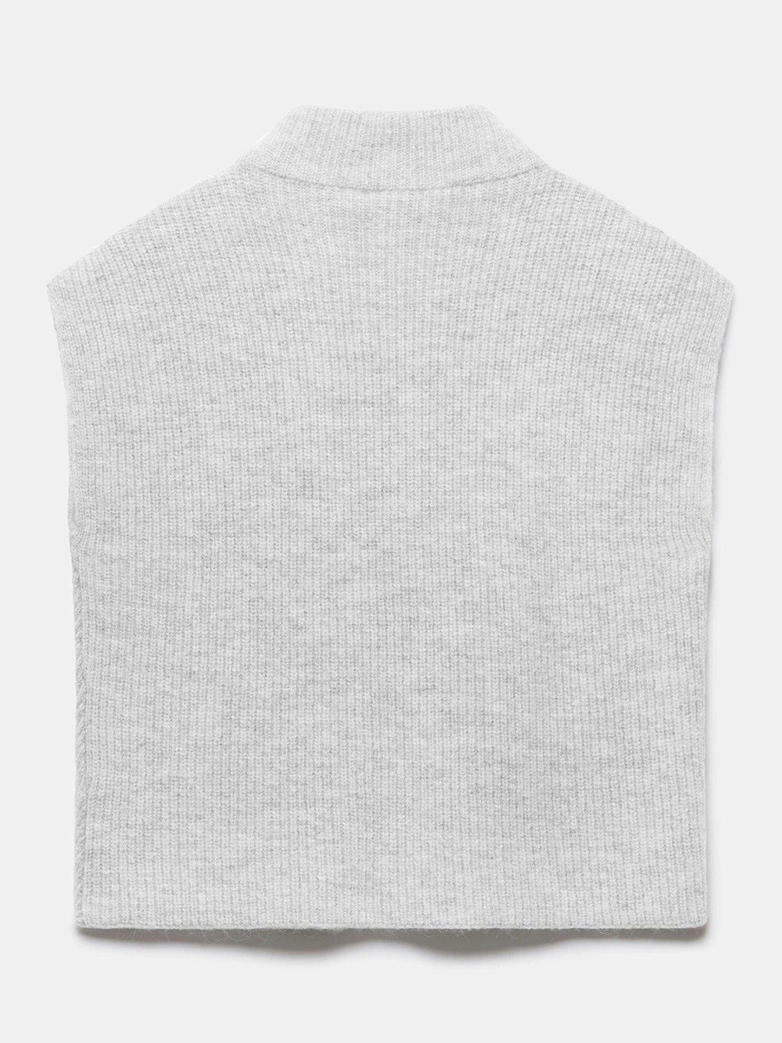 Product image 8 of 8, which shows Mint Velvet Button Detail Knit Top, Grey, S