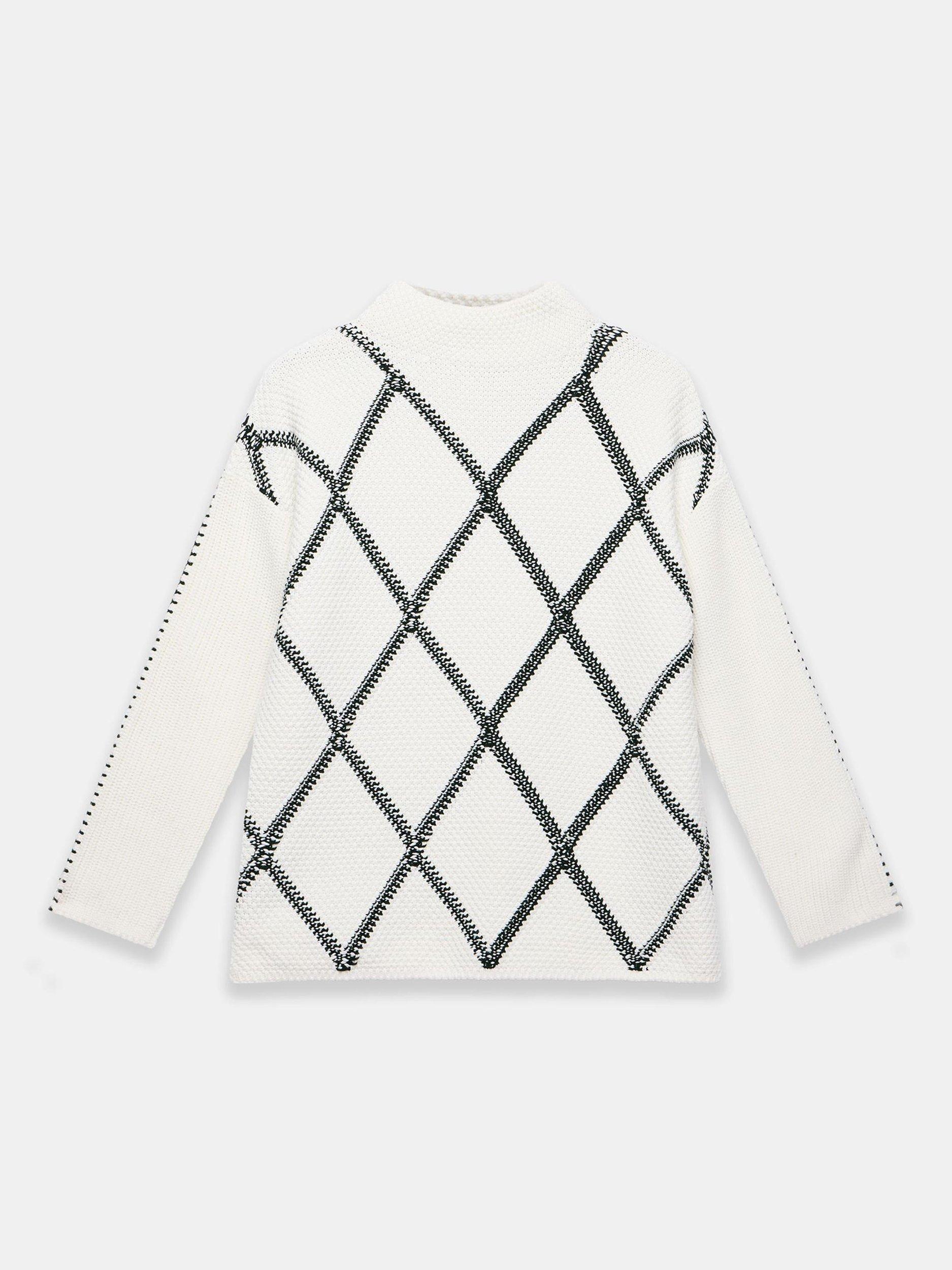 Product image 7 of 8, which shows Mint Velvet Diamond Stitch Jumper, White Ivory, S