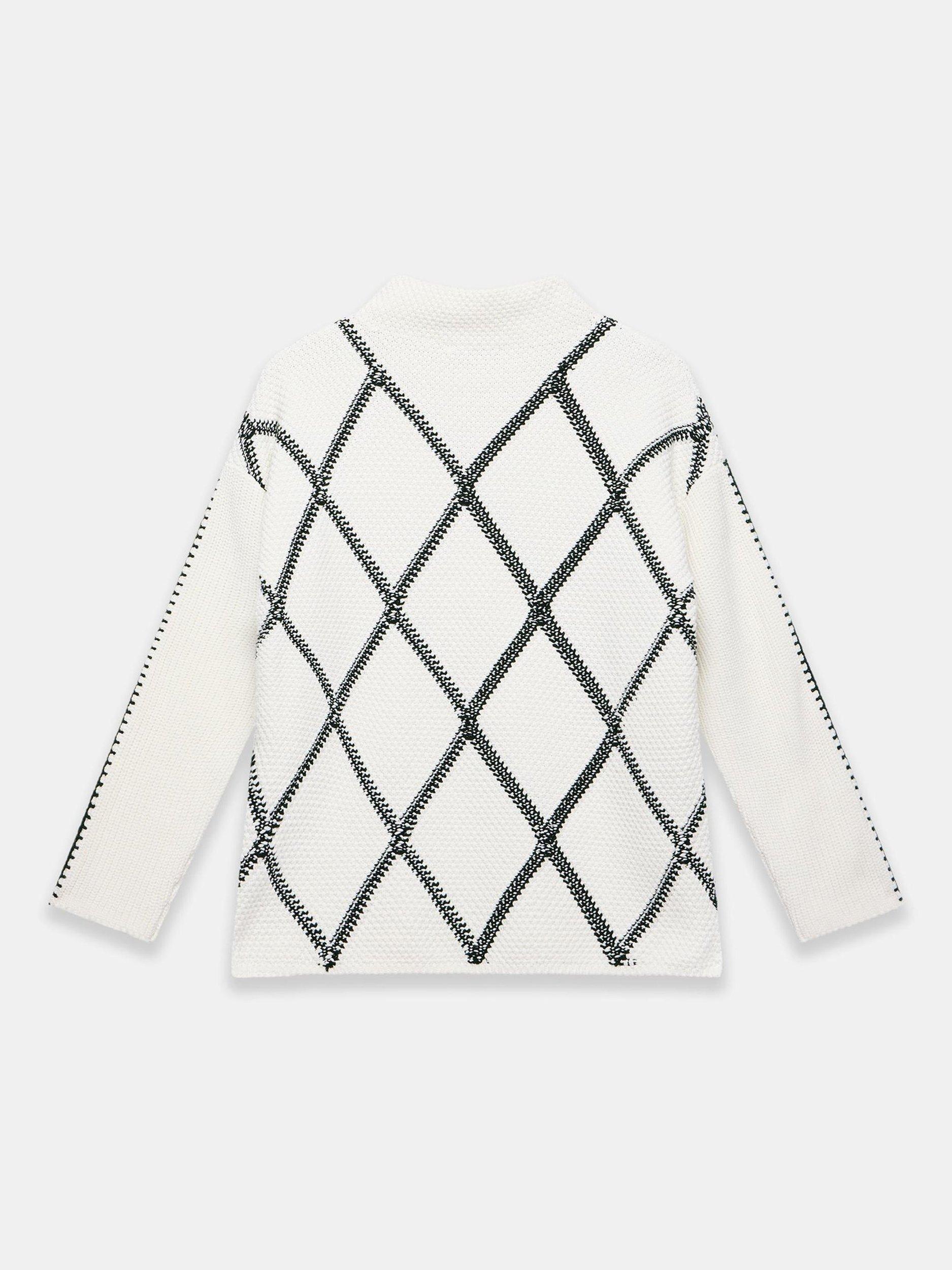 Product image 8 of 8, which shows Mint Velvet Diamond Stitch Jumper, White Ivory, S