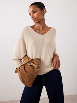 Mint Velvet Wide Neck Batwing Jumper, Natural - view 2, Natural