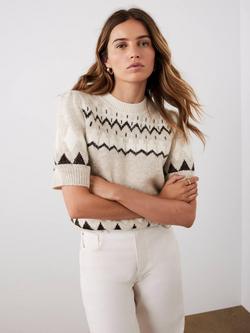 Mint Velvet Sequin Fairisle Wool Blend Top, Natural Stone - view 2, Natural Stone