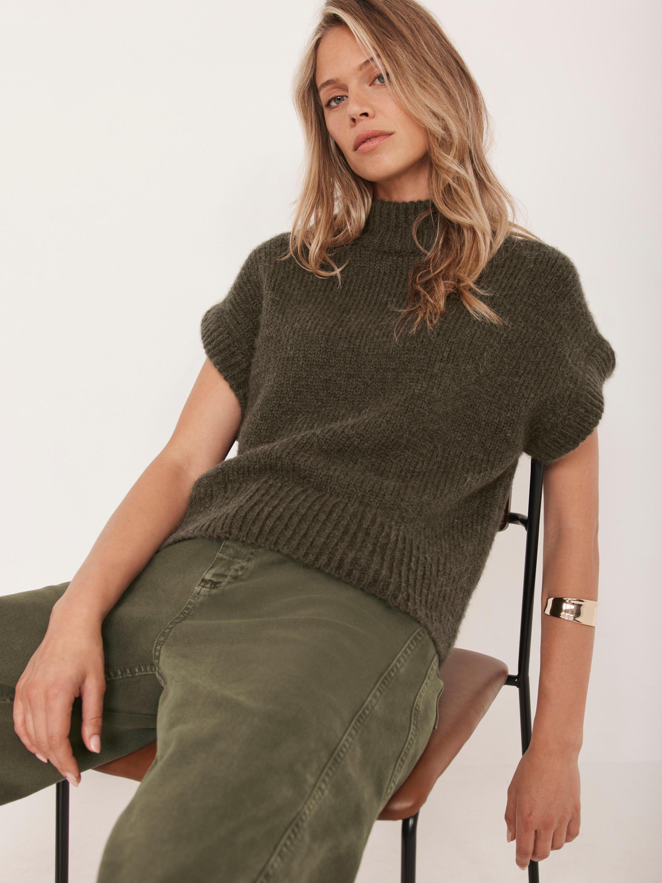 Mint Velvet Wool Blend Knit Top, Khaki