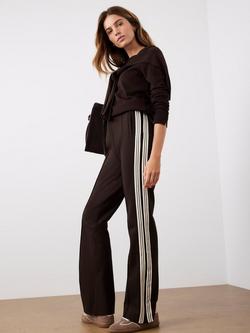 Mint Velvet Side Stripe Flared Corduroy Trousers, Brown/Multi, Brown/Multi