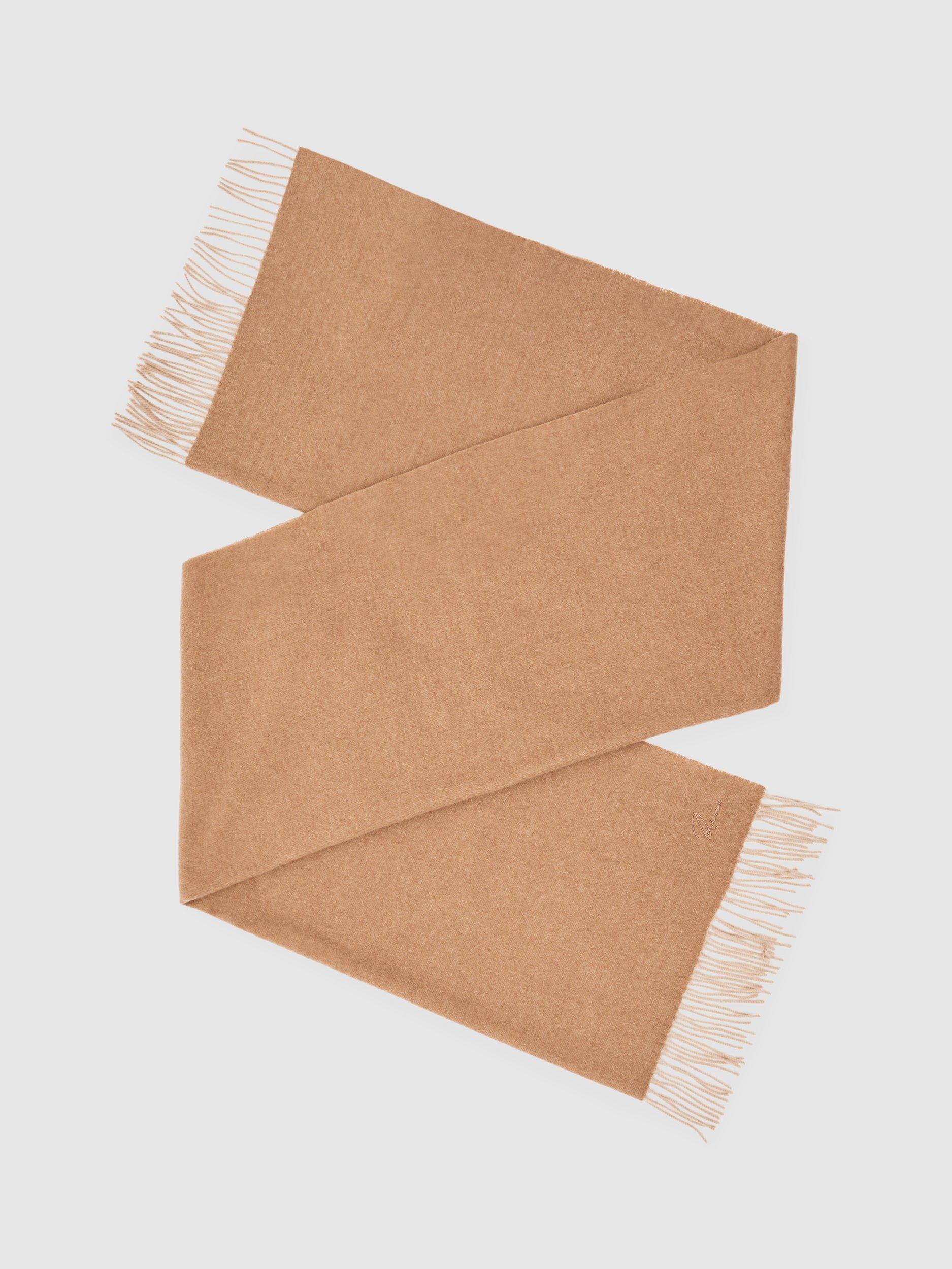 Product image 1 of 5, which shows Reiss Picton Wool Rich Scarf, Taupe, One Size