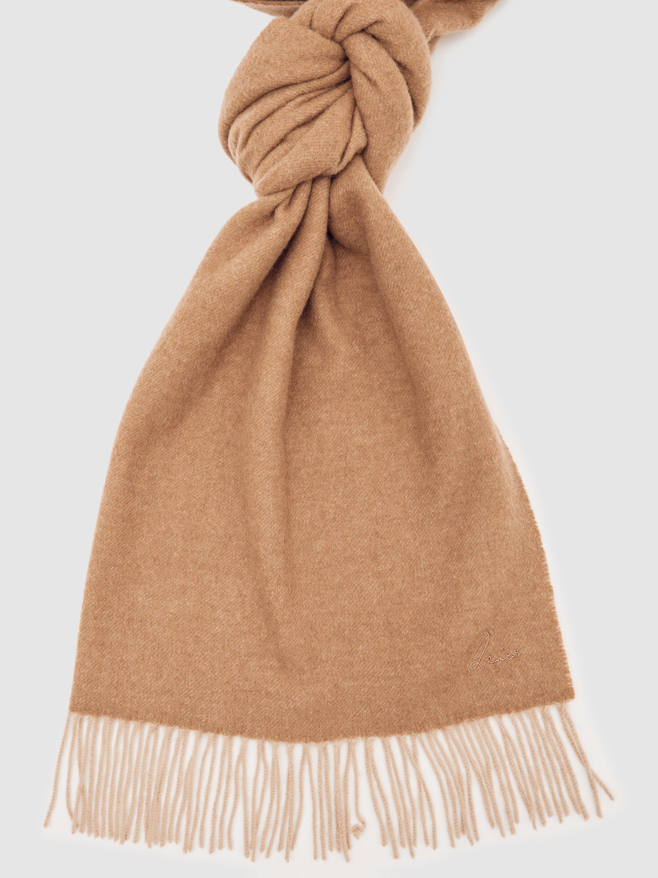 Product image 2 of 5, which shows Reiss Picton Wool Rich Scarf, Taupe, One Size