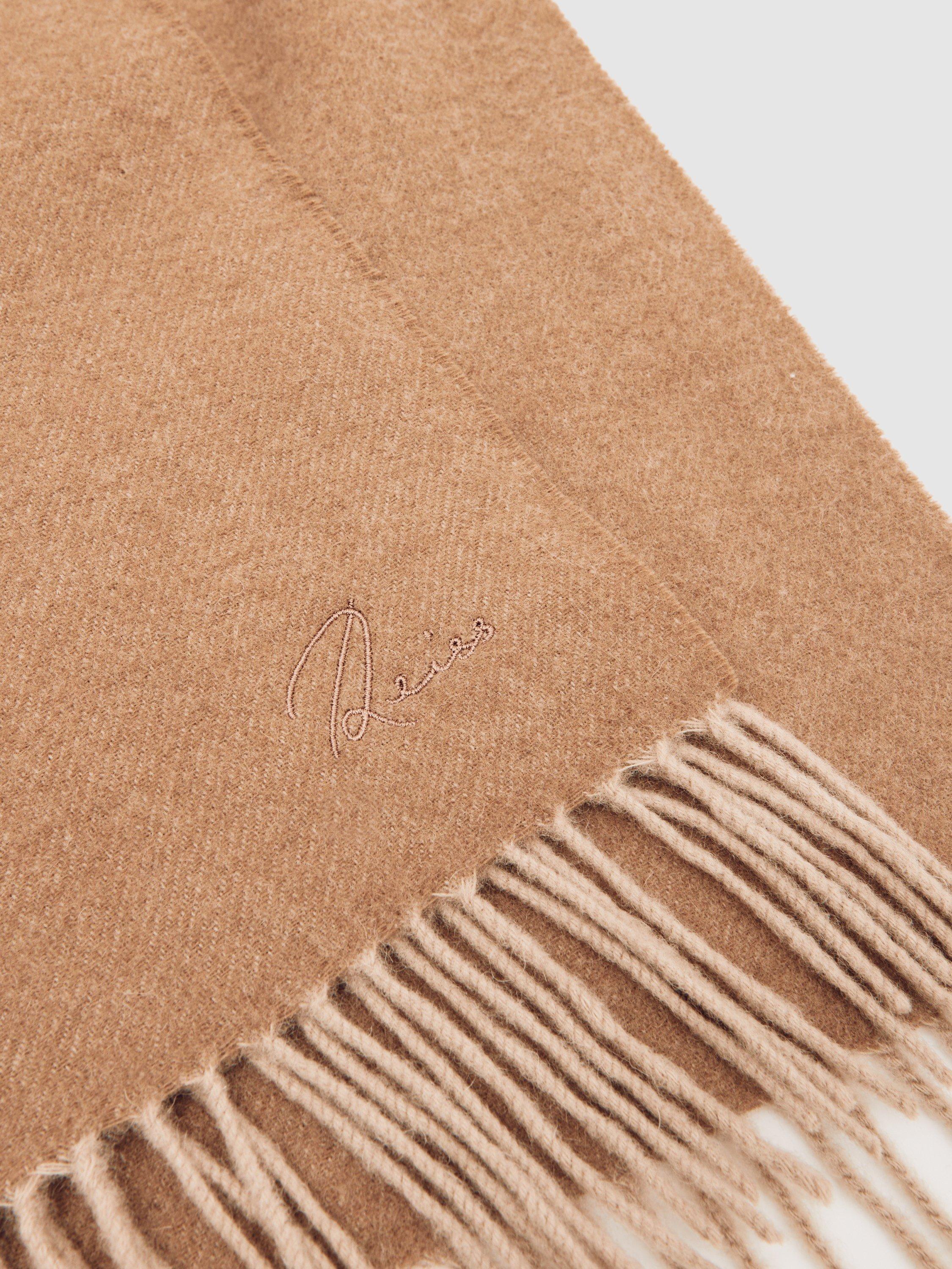 Product image 5 of 5, which shows Reiss Picton Wool Rich Scarf, Taupe, One Size