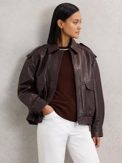 Reiss Anne Colour Block Wool Blend Jumper, Burgundy/Tan - view 2, Burgundy/Tan