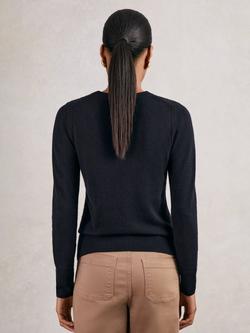 Reiss Anya Crew Neck Wool Blend Jumper - view 2, Navy