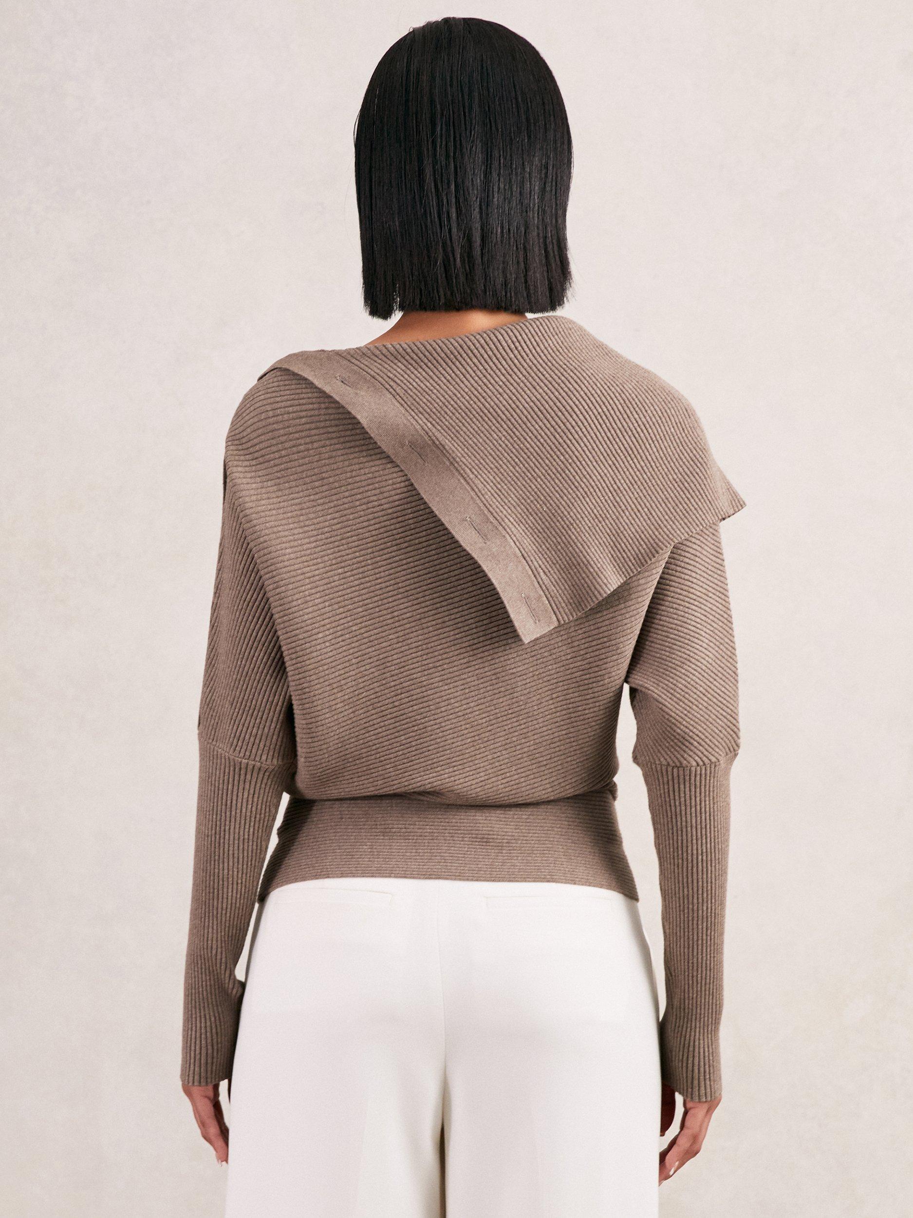 Product image 2 of 5, which shows Reiss Lexi Button Detail Jumper, Taupe, XS