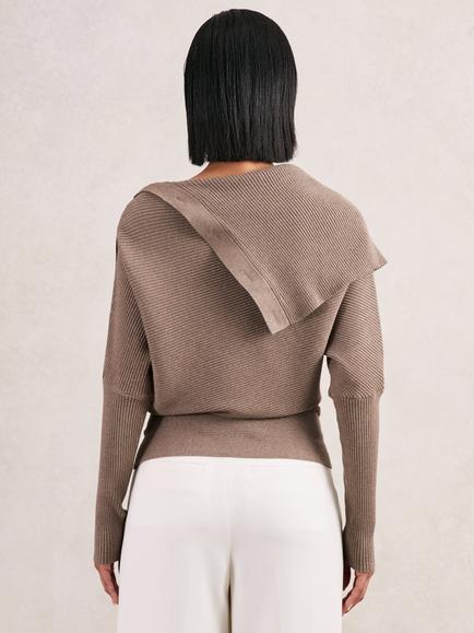 Reiss Lexi Button Detail Jumper, Taupe - view 2, Taupe