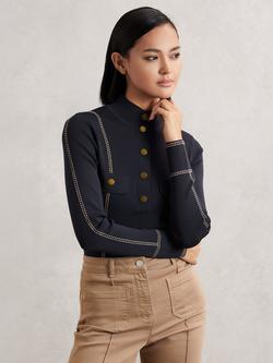 Reiss Eva Contrast Stitch Shirt, Navy, Navy