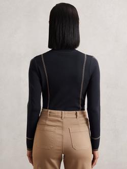 Reiss Eva Contrast Stitch Shirt, Navy - view 2, Navy