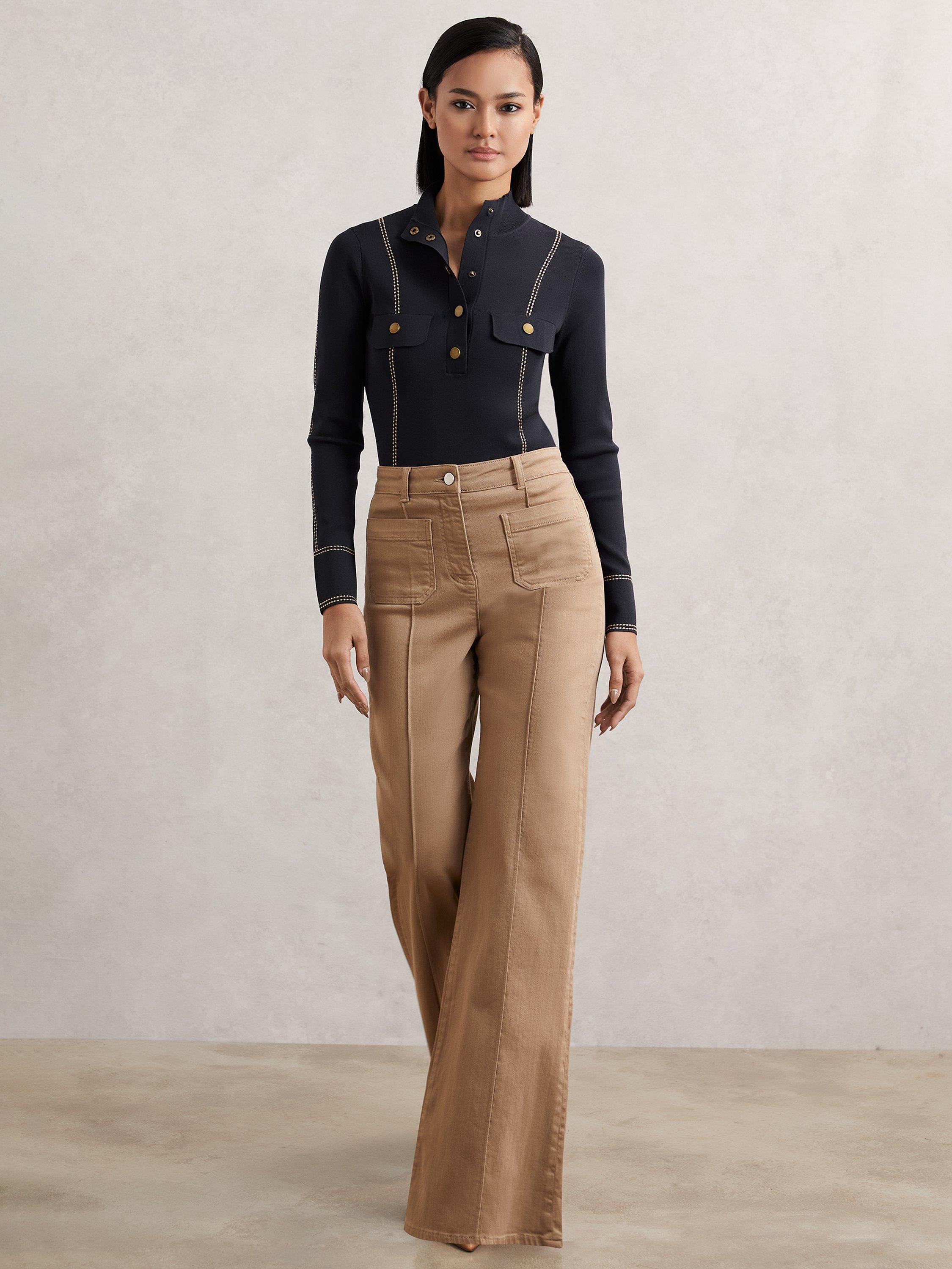 Product image 5 of 5, which shows Reiss Eva Contrast Stitch Shirt, Navy, XS