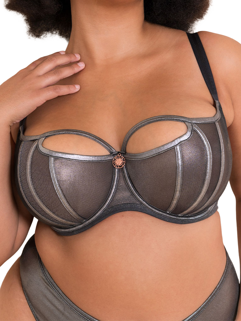 Product image 4 of 8, which shows Curvy Kate Eos Underwired Balcony Bra, Black Sparkle, 30E