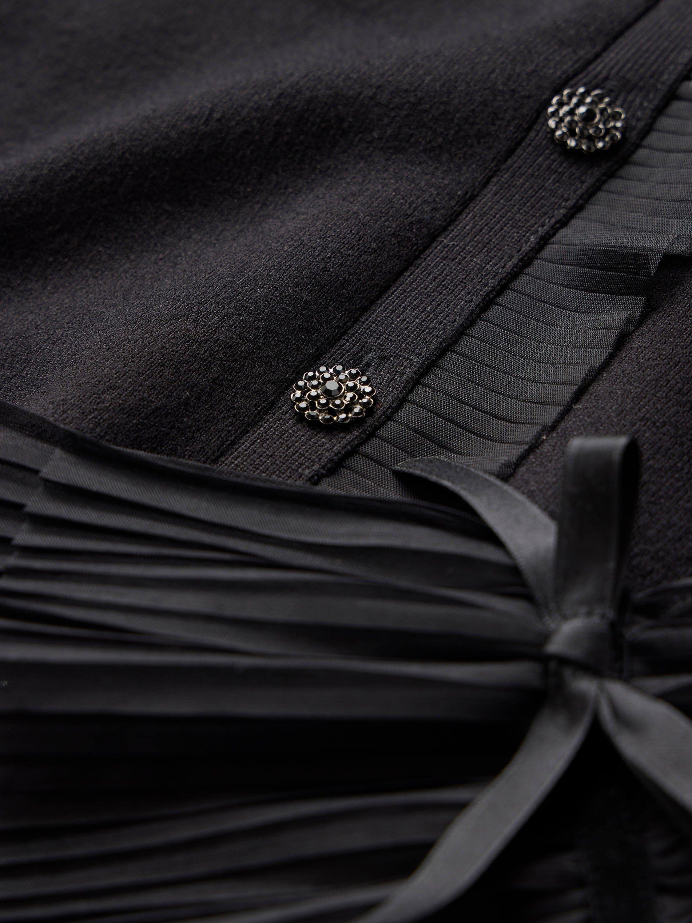 Product image 8 of 8, which shows Mint Velvet Sheer Sleeve Ruffle Cardigan, Black, M