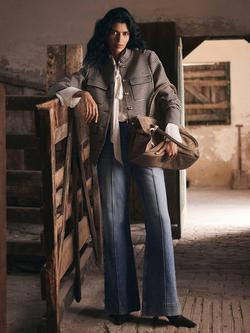 Mint Velvet Check Military Jacket, Brown - view 2, Brown