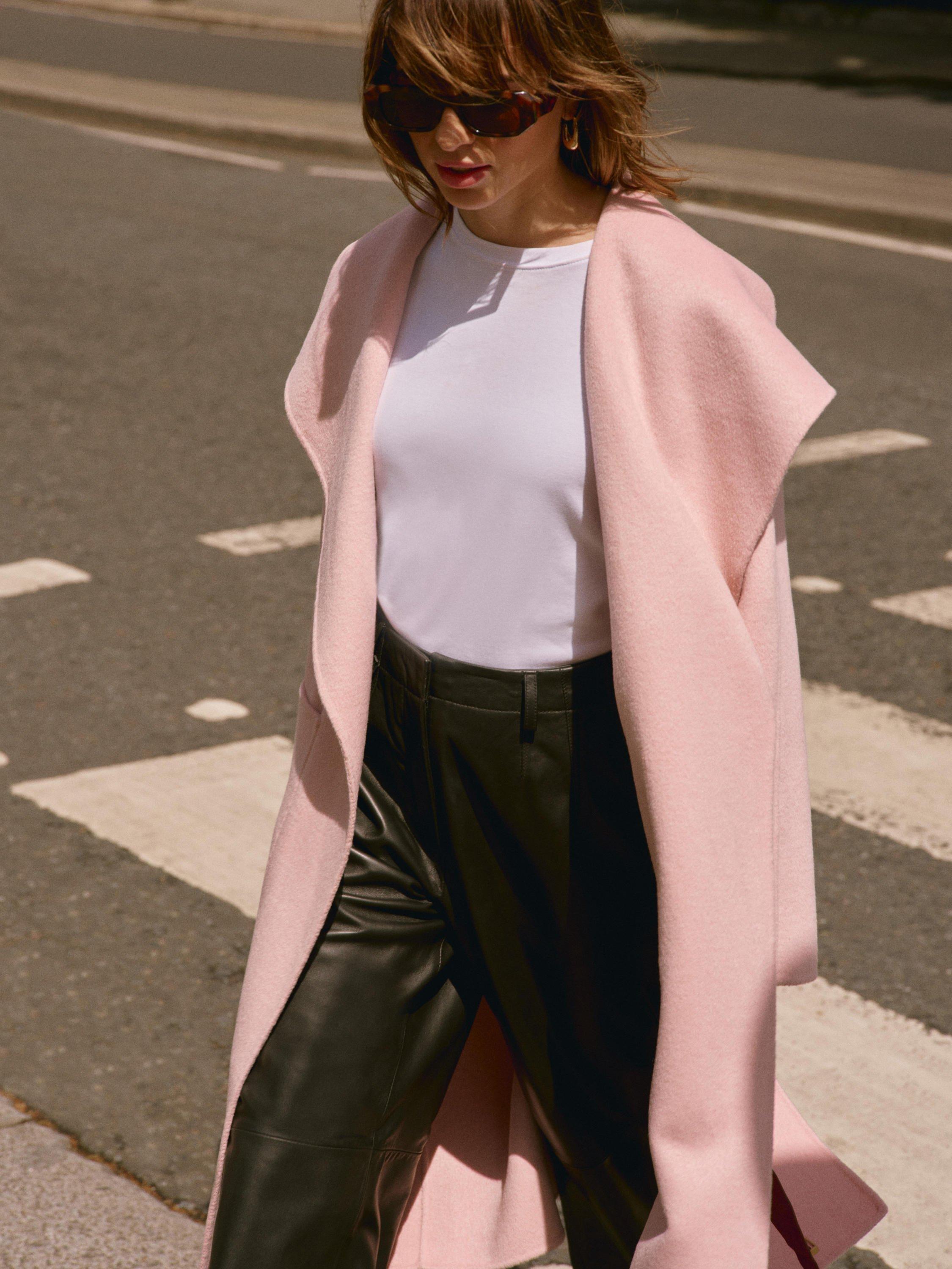 Mint Velvet Hand Finished Wool Blend Coat, Light Pink