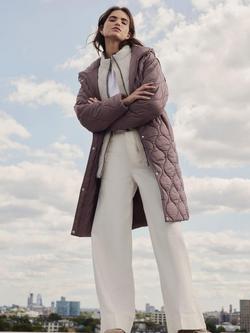 Mint Velvet Double Layered Quilted Coat, Brown, Brown