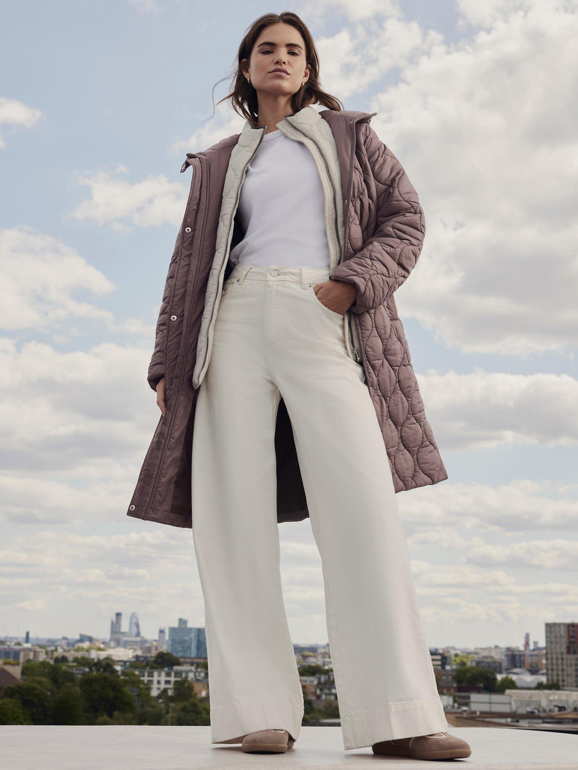 Product image 5 of 8, which shows Mint Velvet Double Layered Quilted Coat, Brown, XS