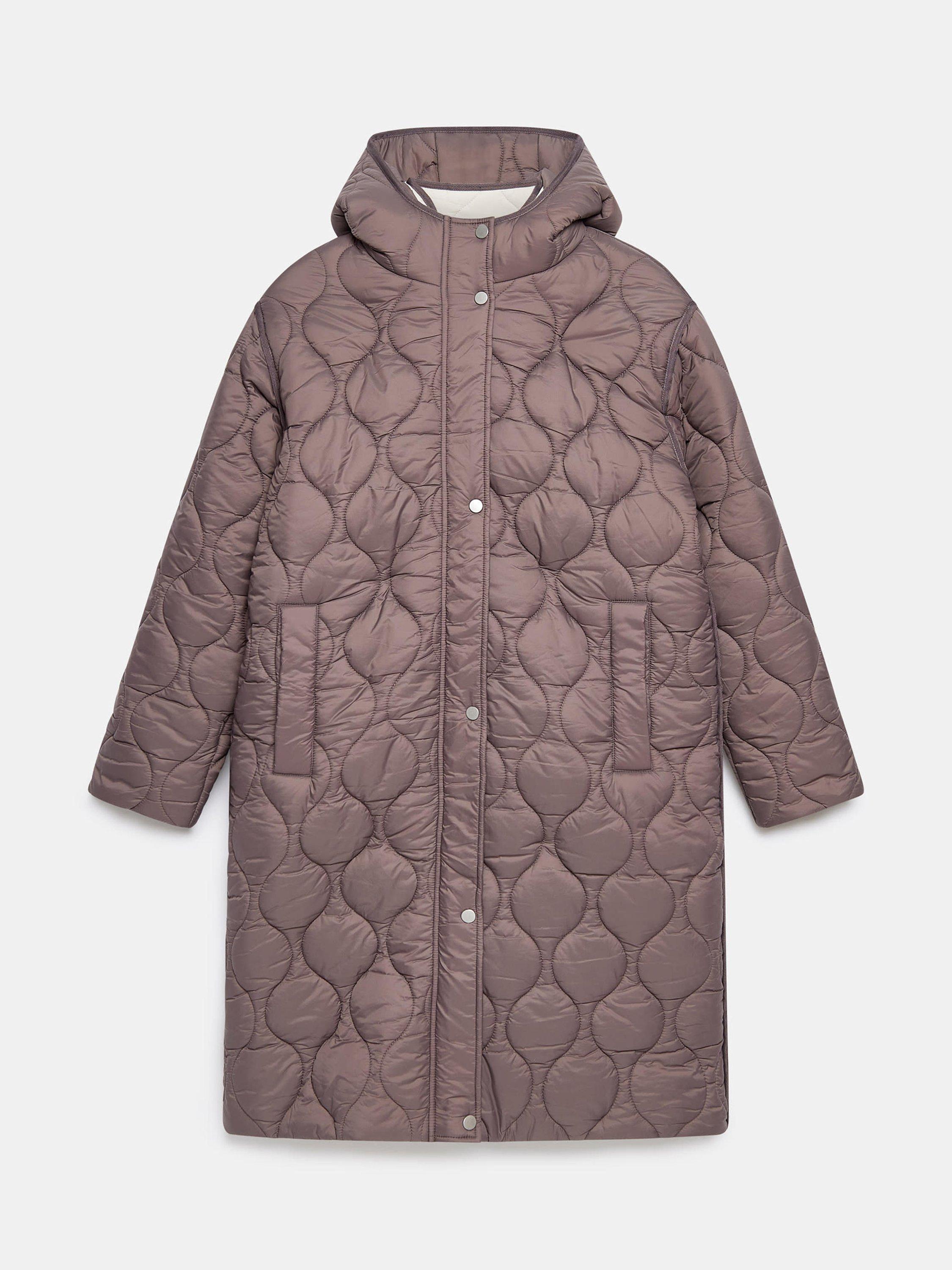 Product image 7 of 8, which shows Mint Velvet Double Layered Quilted Coat, Brown, XS