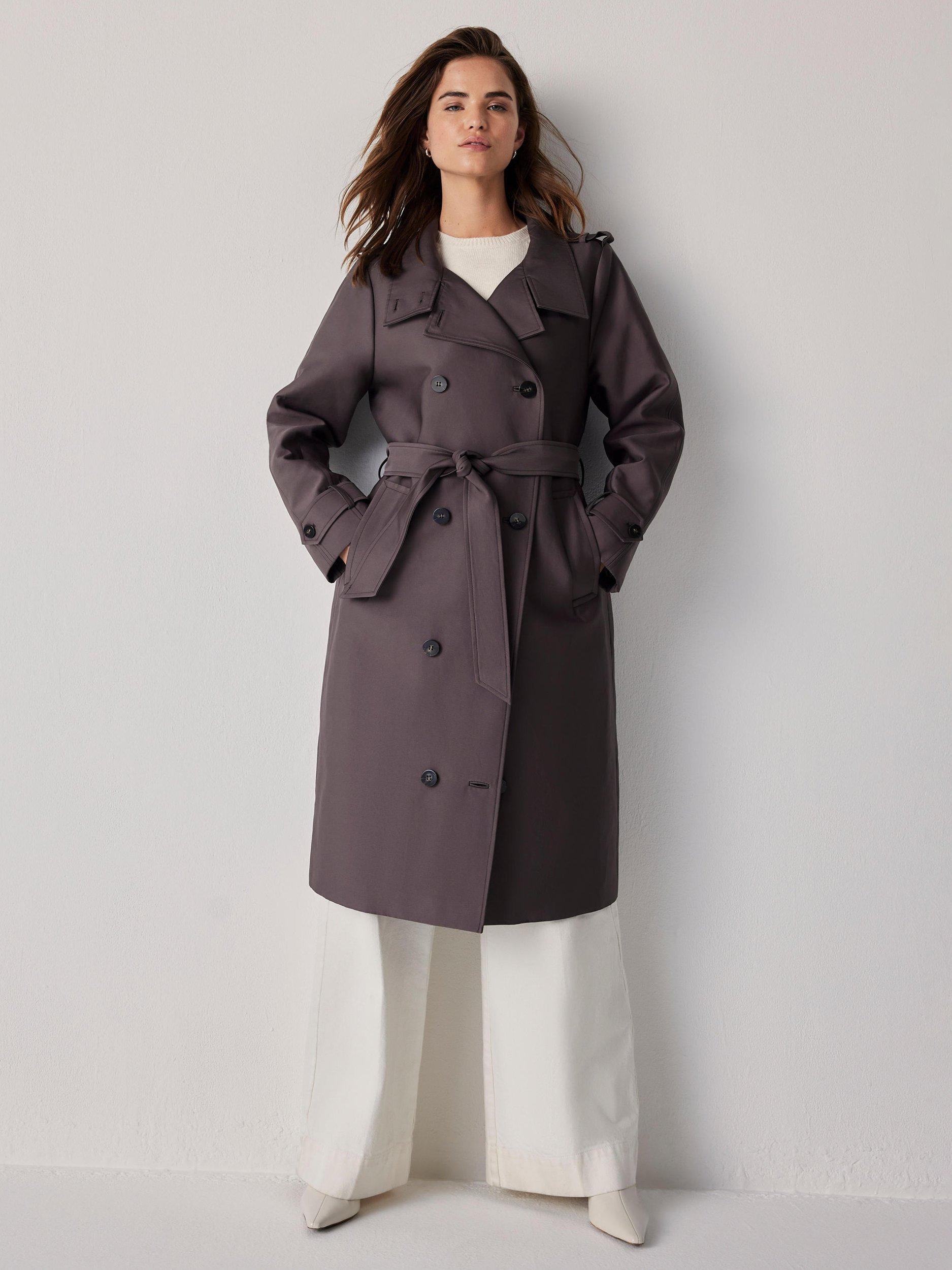 Product image 5 of 8, which shows Mint Velvet Funnel Neck Trench Coat, Brown, M