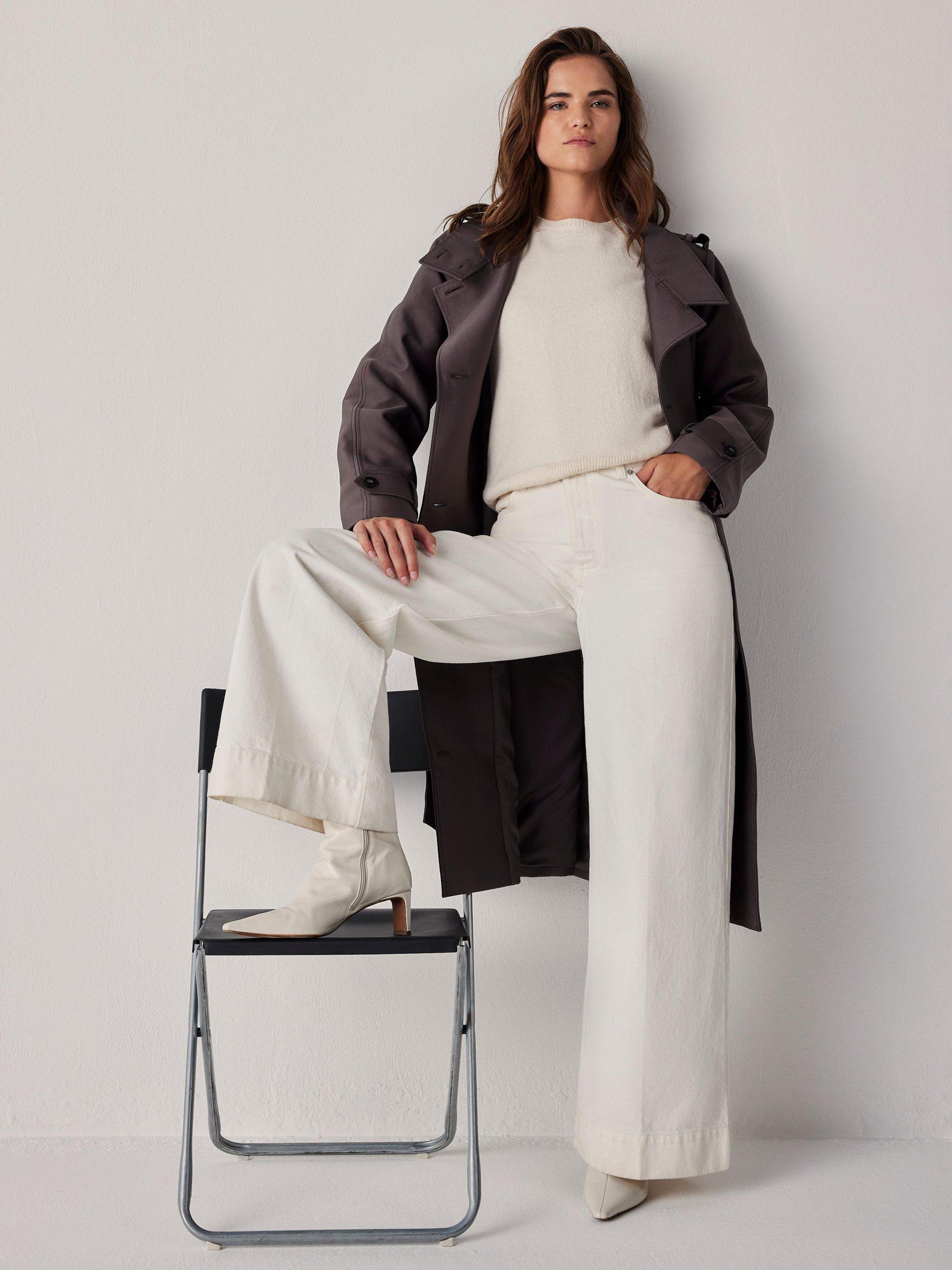 Product image 6 of 8, which shows Mint Velvet Funnel Neck Trench Coat, Brown, M