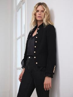 Mint Velvet Wool Blend Military Jacket, Black - view 2, Black