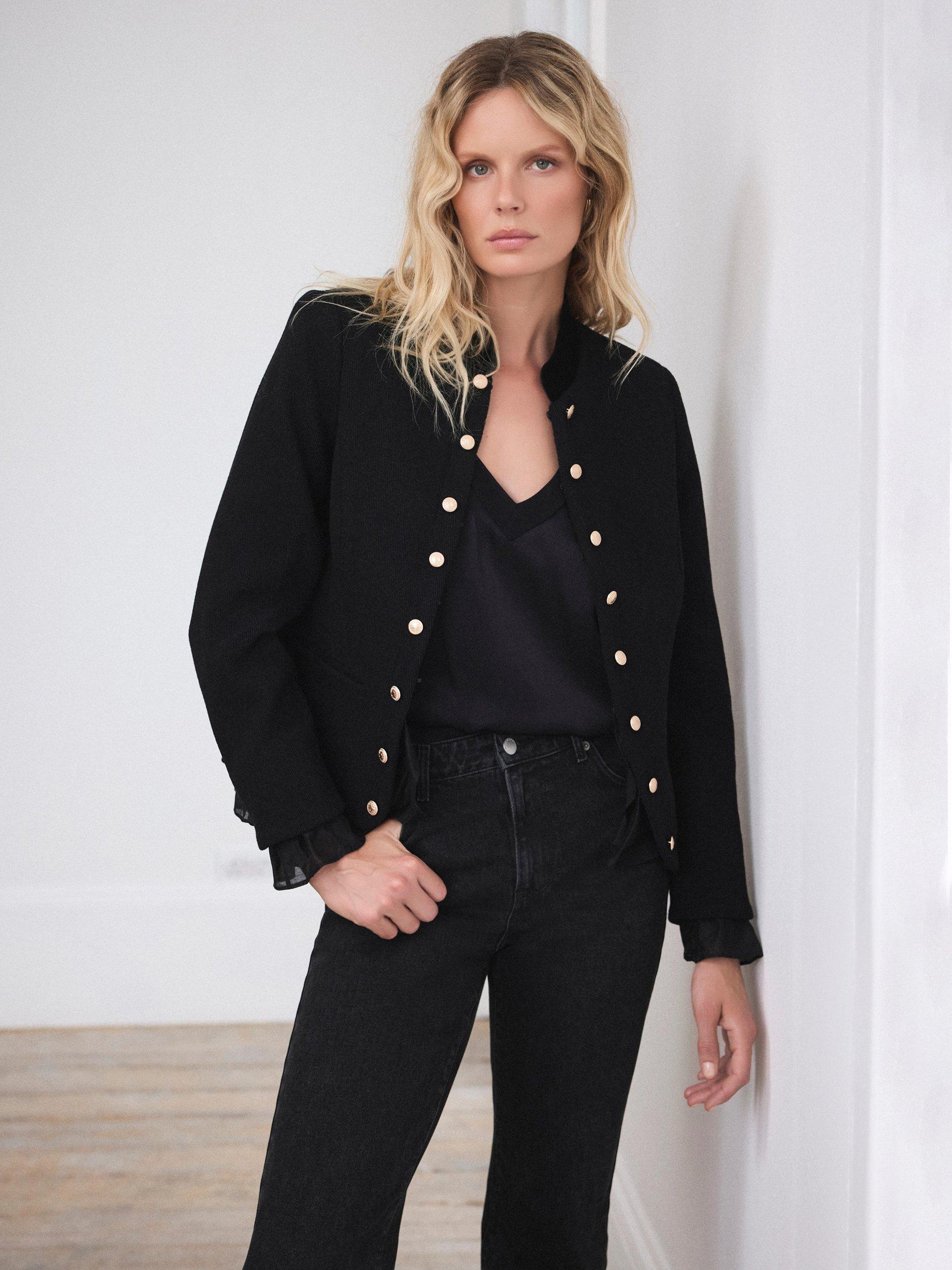 Product image 3 of 8, which shows Mint Velvet Wool Blend Military Jacket, Black, XS