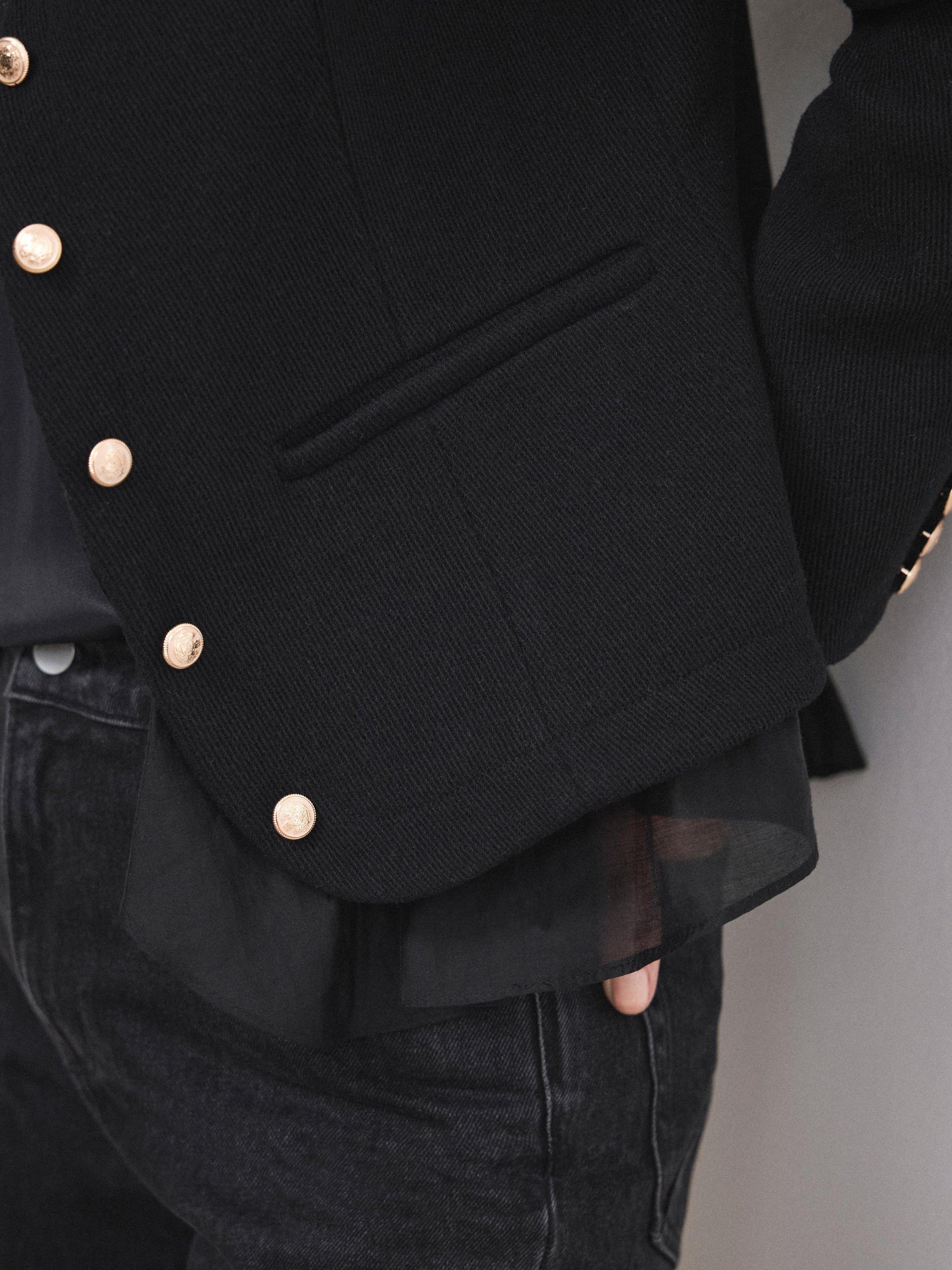 Product image 4 of 8, which shows Mint Velvet Wool Blend Military Jacket, Black, XS