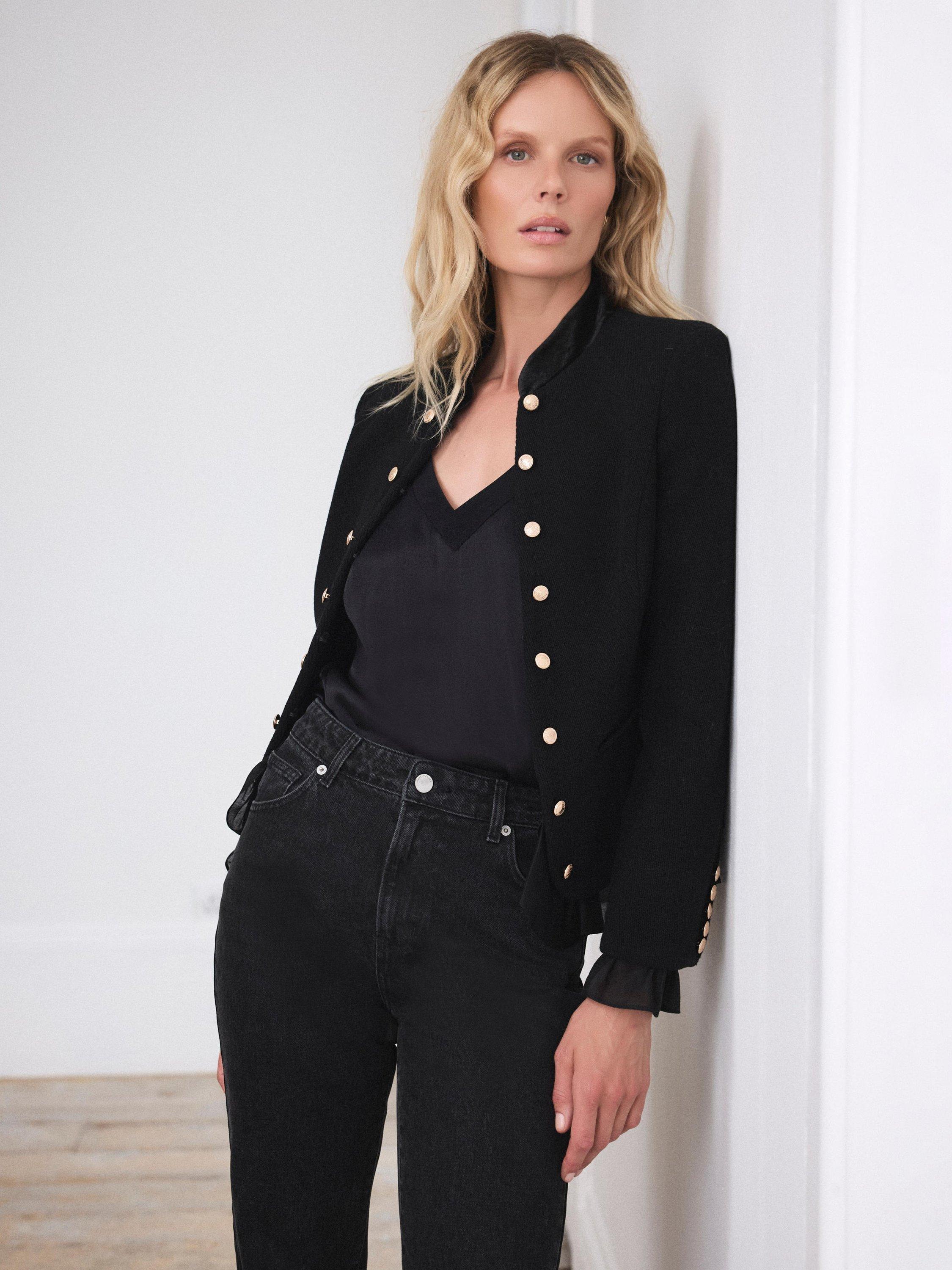 Product image 5 of 8, which shows Mint Velvet Wool Blend Military Jacket, Black, XS