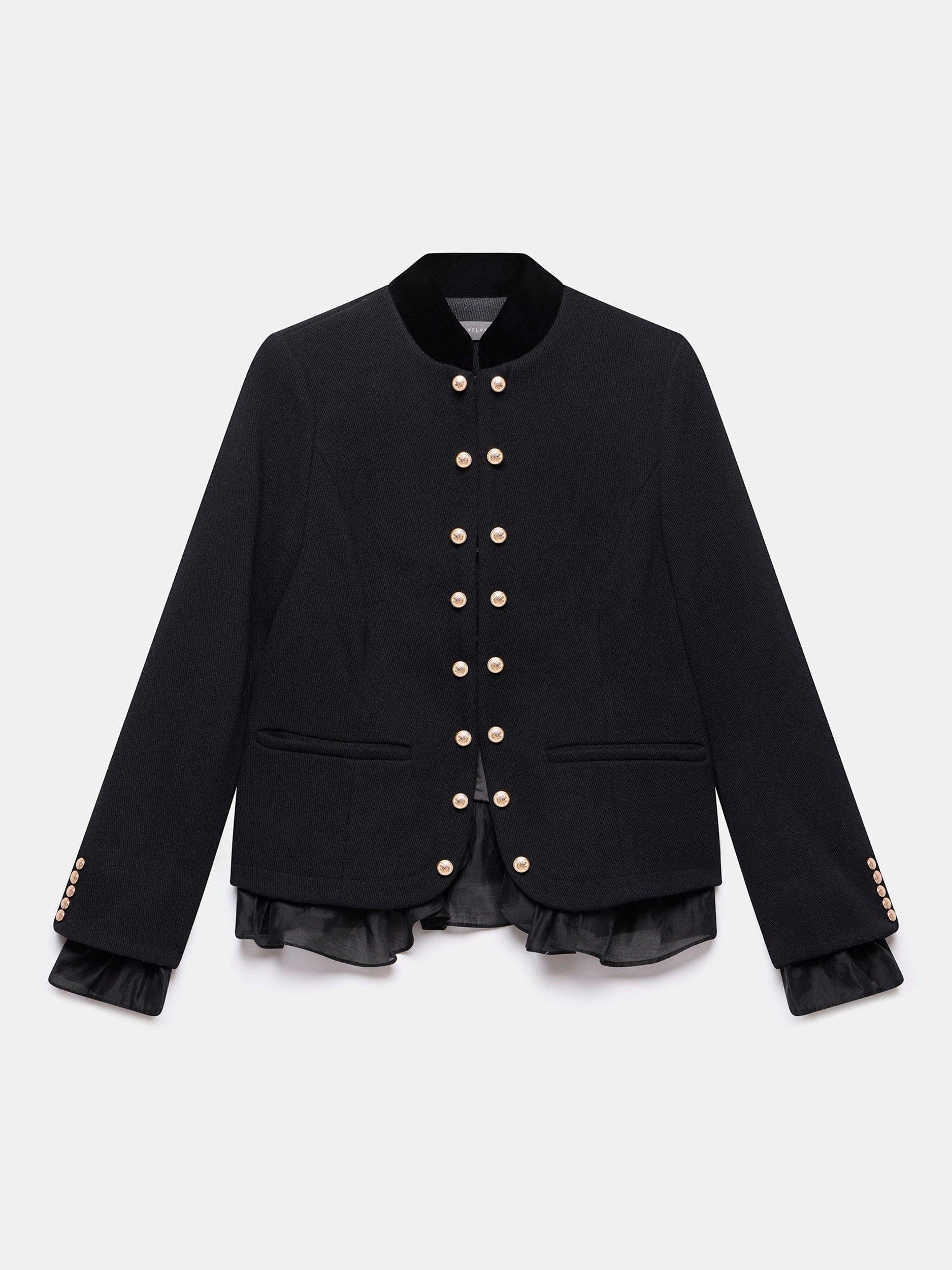 Product image 7 of 8, which shows Mint Velvet Wool Blend Military Jacket, Black, XS