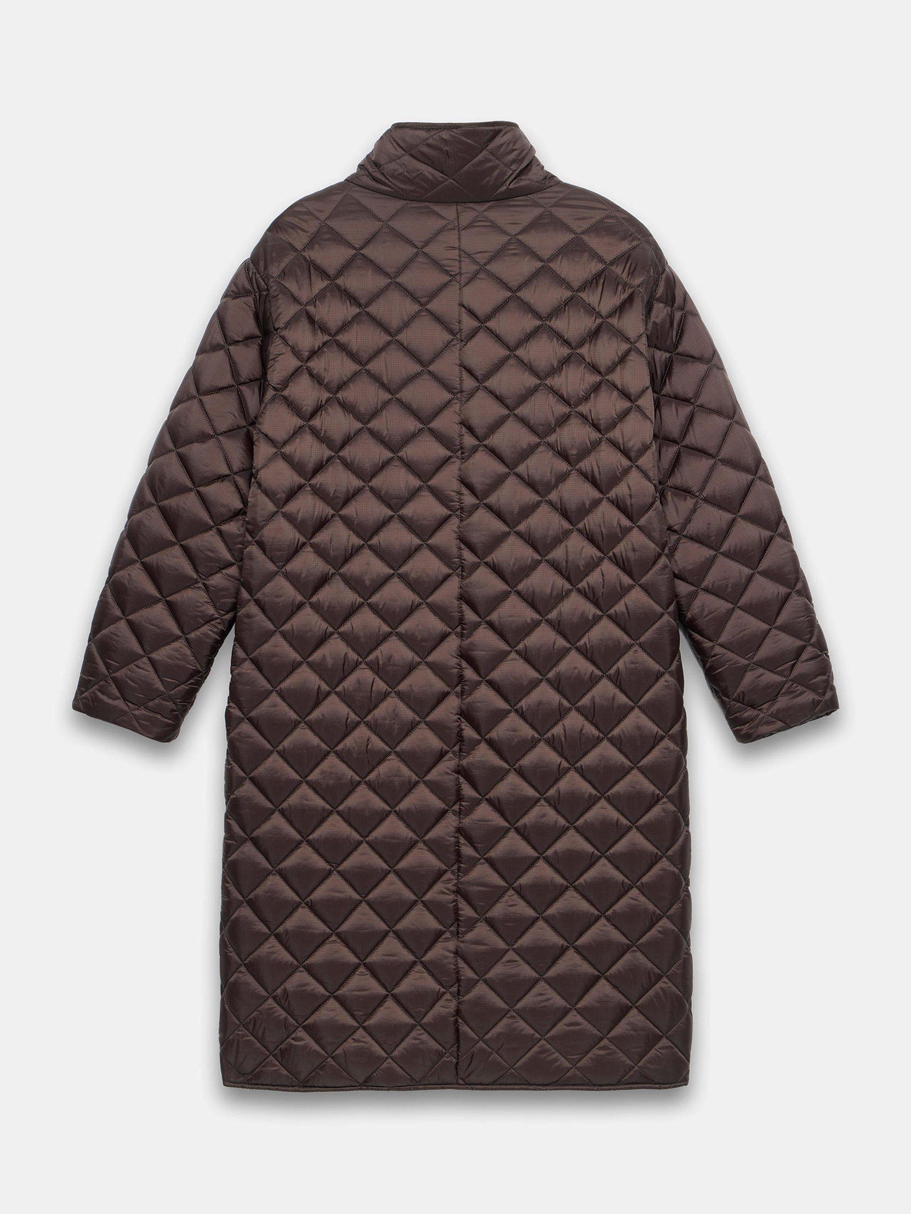 Product image 8 of 8, which shows Mint Velvet Quilted Funnel Neck Coat, Brown, L