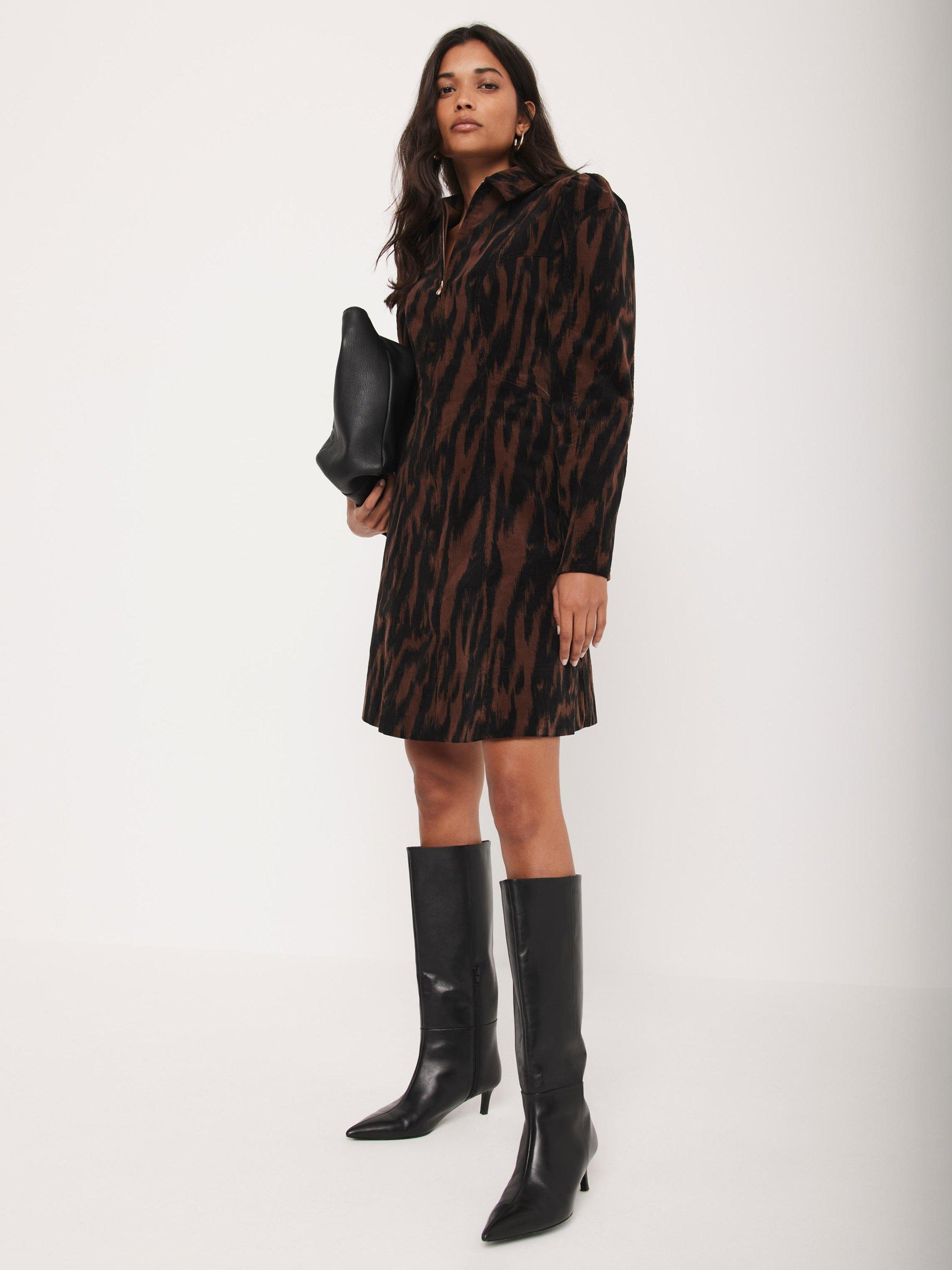 Product image 4 of 8, which shows Mint Velvet Corduroy Mini Dress, Brown, 6