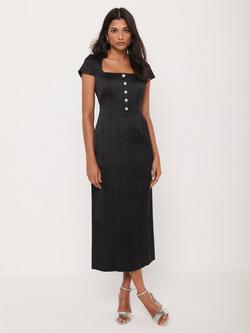 Mint Velvet Satin Midi Dress, Black, Black