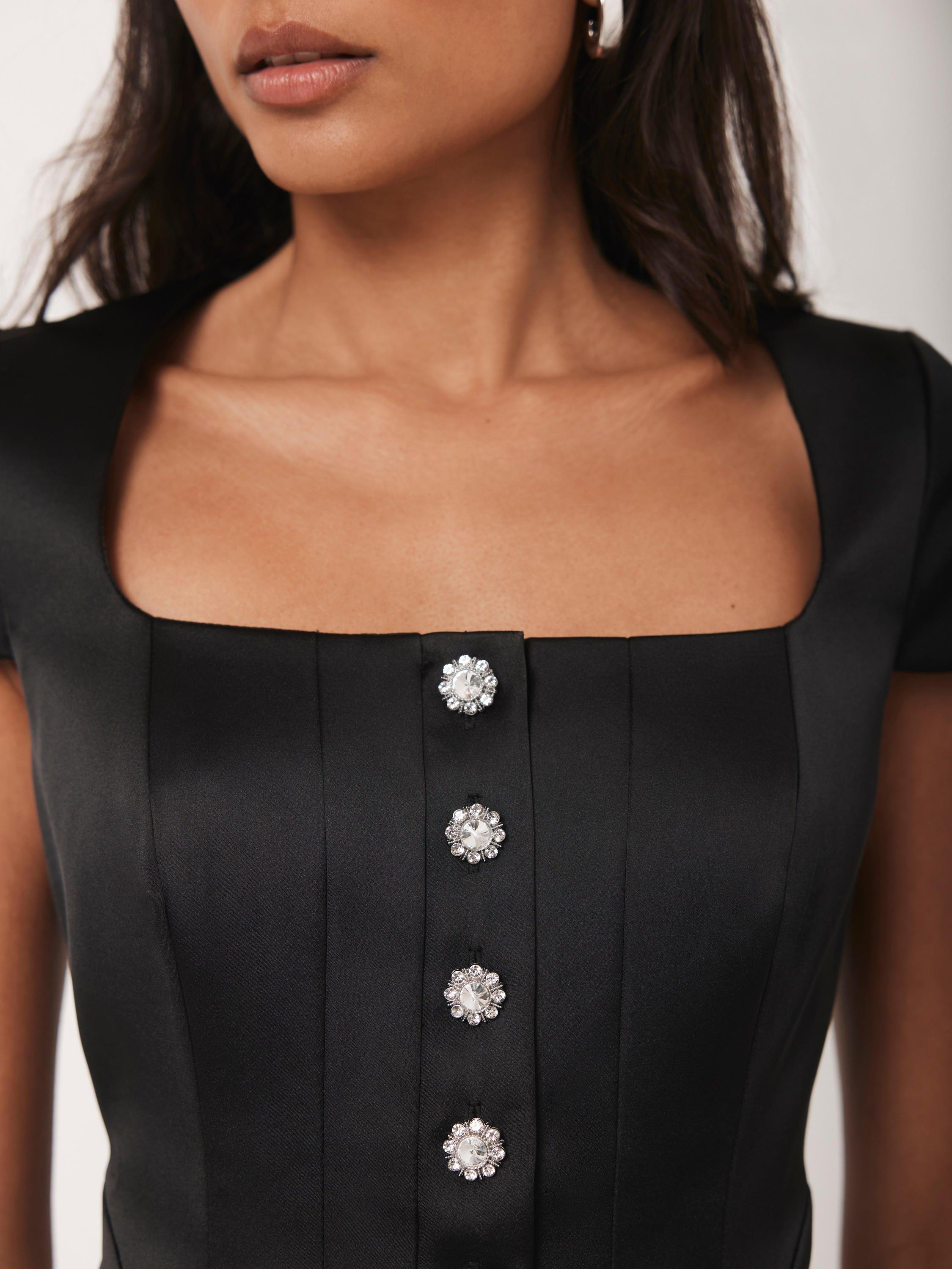 Product image 5 of 7, which shows Mint Velvet Satin Midi Dress, Black, 6