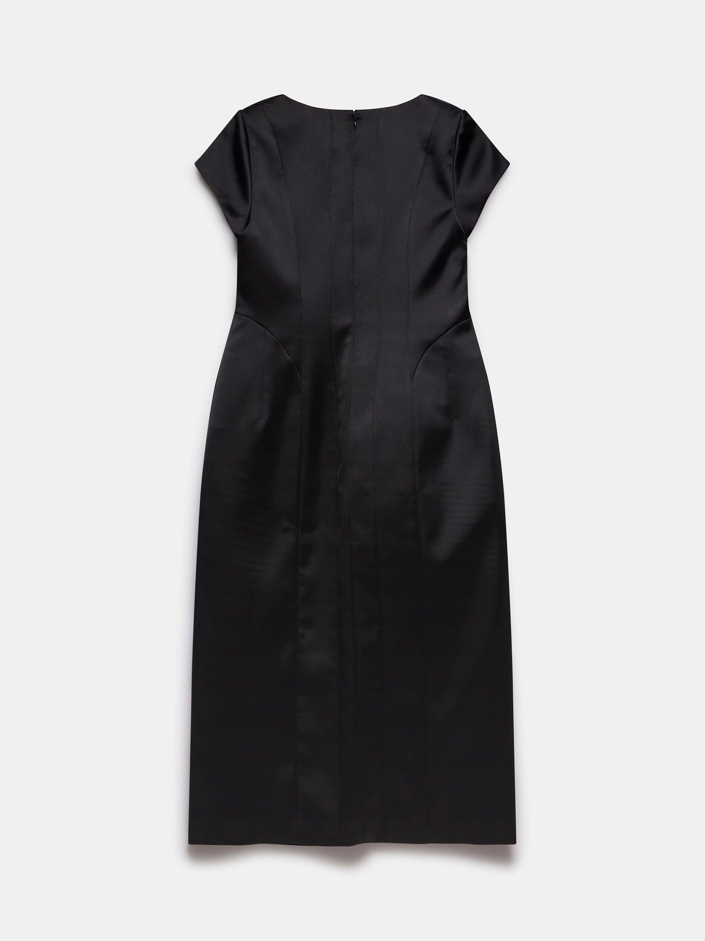 Product image 7 of 7, which shows Mint Velvet Satin Midi Dress, Black, 6